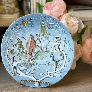 Haviland Limoges 8 maids a milking 12 days of Christmas Plate #8 France